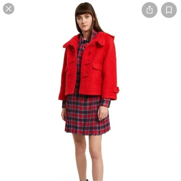 Opening Ceremony Boucle Toggle Coat Jewel Red NWT Size 6 - Picture 2 of 10